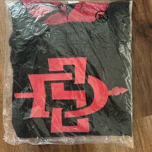 San Diego State SDSU Hoodie shirt. Aztec Calendar design inside hood